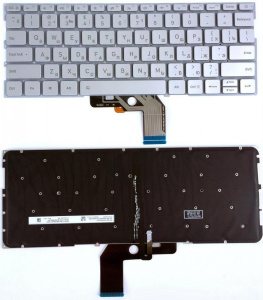 Клавиатура для ноутбука Xiaomi Air 13.3", серебряная, с подсветкой, V.2, RU
