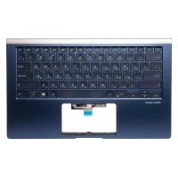 Верхняя часть корпуса (Palmrest) Asus ZenBook 14 UX433 синий, с подсветкой, RU