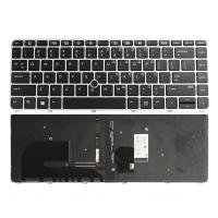 Клавиатура для ноутбука HP EliteBook 840 G3, чёрная, с подсветкой, Trackpoint, с серебр. рамкой, RU