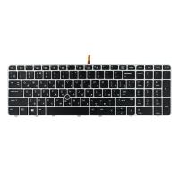 Клавиатура для ноутбука HP Elitebook 850 G3 850 G4 чёрная, с подсветкой, с серебристой рамкой
