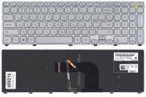 Клавиатура для ноутбука Dell Inspiron 17-7000, серебро, с подсветкой, с рамкой, RU