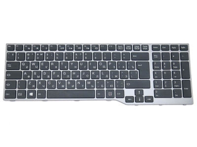 Клавиатура для ноутбука Fujitsu LifeBook AH544, чёрная, большой Enter, с серой рамкой, RU