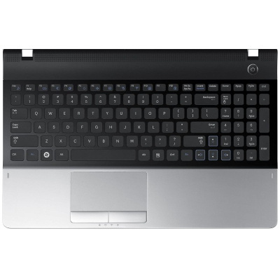 Верхняя часть корпуса (Palmrest) Samsung NP300E7A, клавиатура RU, серебристо-чёрный
