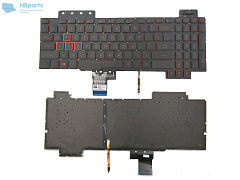 Клавиатура для ноутбука ASUS TUF Gaming FX504 FX505 FX80 чёрная, с красной подсветкой, RU (MZ)