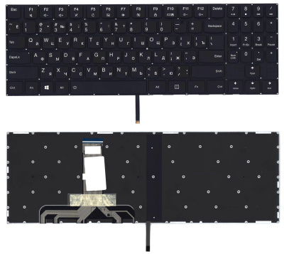 Клавиатура для ноутбука Lenovo Legion Y520, чёрная, с белой подсветкой, RU